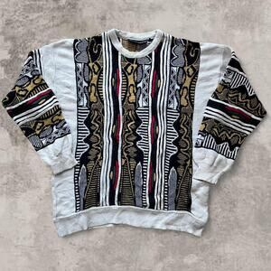 ADINO LANDO COOGO style Multicolor Red Yellow Sweater Geometric Knit Jumper L